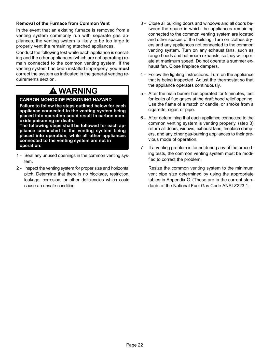 Lennox International Inc SL280UH090V36B, SL280UH090V48B, SL280UH070V36A Carbon Monoxide Poisoning Hazard 