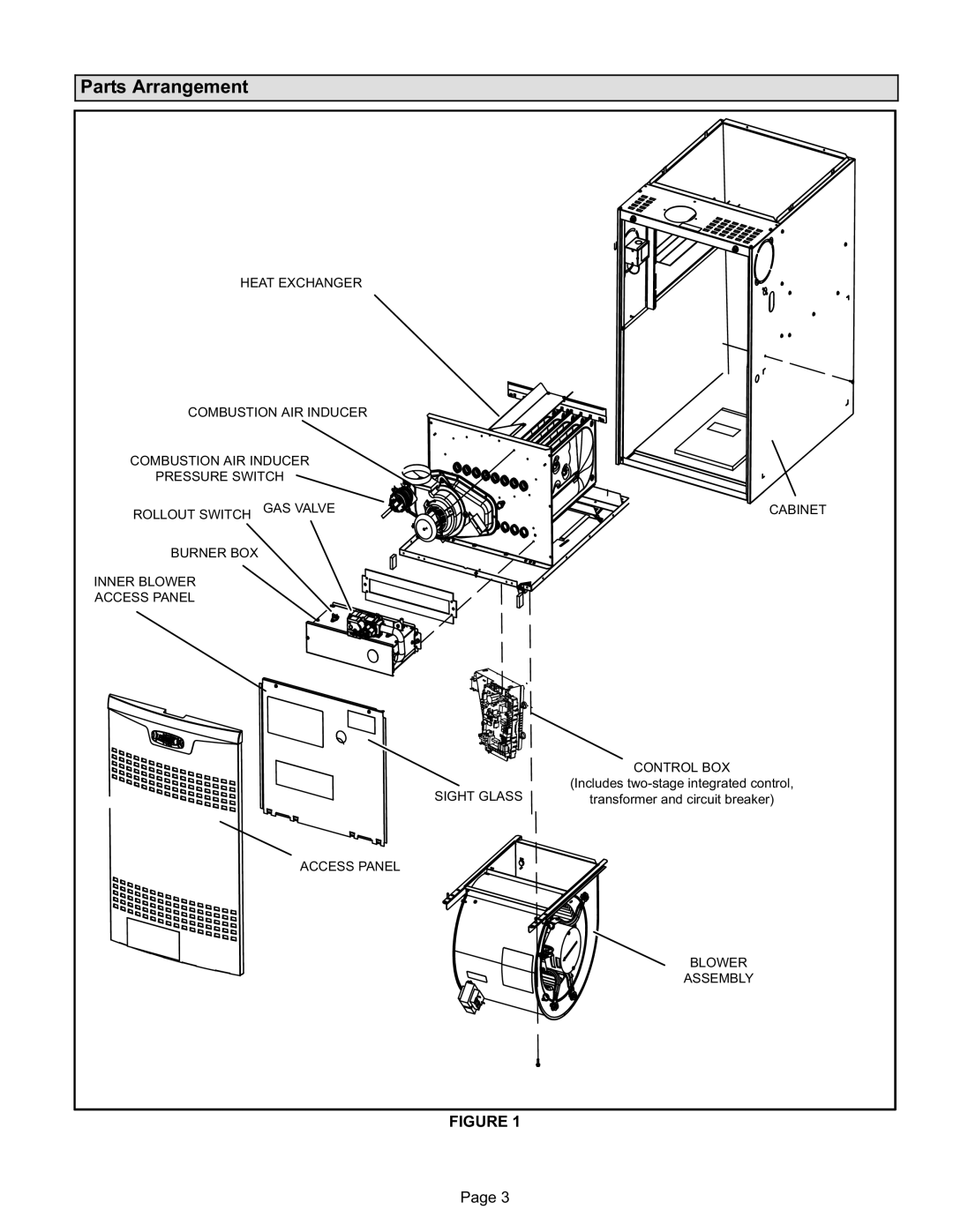 Lennox International Inc DAVE LENNOX SIGNATURE COLLECTION GAS FURNACE UPFLOW / HORIZONTAL AIR DISCHARGE Parts Arrangement 