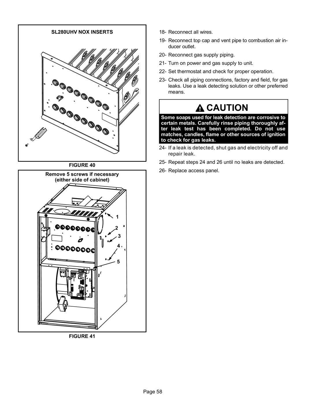 Lennox International Inc SL280UH090V36B, SL280UH090V48B, SL280UH070V36A installation instructions SL280UHV NOX Inserts 