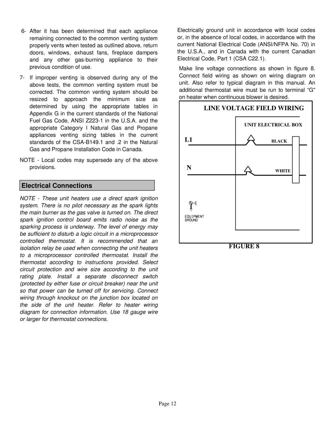 Lennox International Inc TUA45S, TUA125S, TUA100S, TUA60S, TUA75S Electrical Connections, Line Voltage Field Wiring 