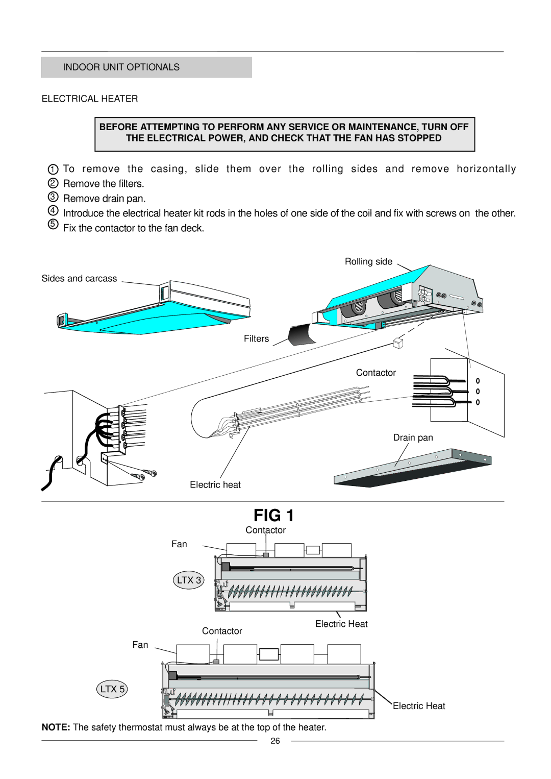 Lennox International Inc WING manual Indoor Unit Optionals Electrical Heater 