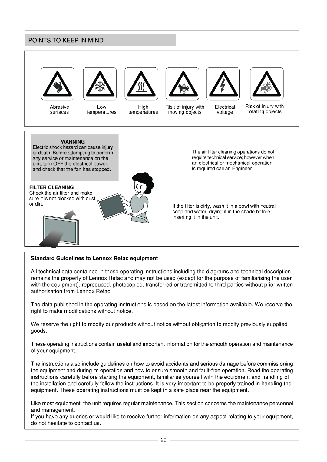 Lennox International Inc WING manual Standard Guidelines to Lennox Refac equipment 