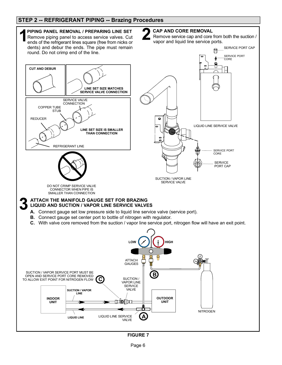 Lennox International Inc XC21 installation instructions Refrigerant Piping −− Brazing Procedures, CAP and Core Removal 