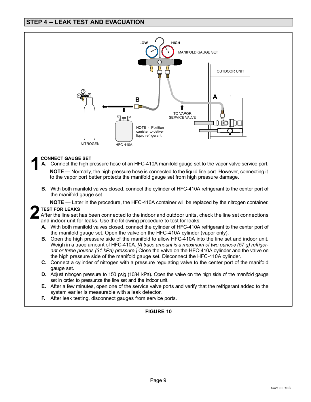 Lennox International Inc Dave Lennox Signature Collection XC21 System installation instructions Leak Test and Evacuation 