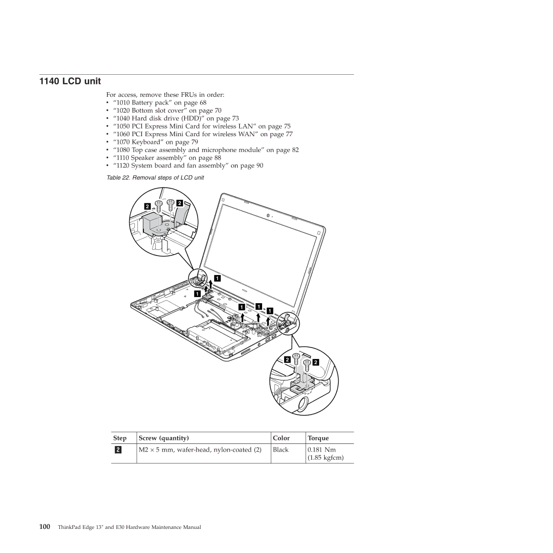 Lenovo 019726U manual LCD unit 