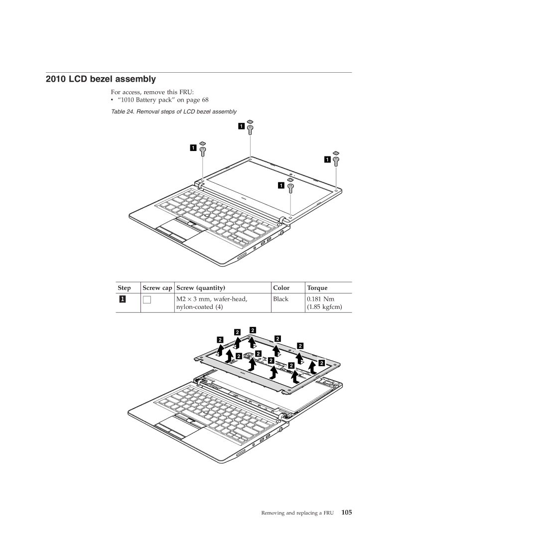 Lenovo 019726U manual LCD bezel assembly 