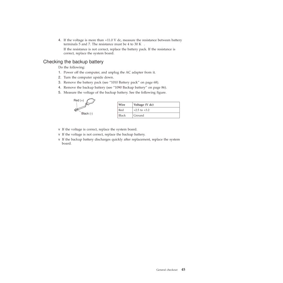 Lenovo 019726U manual Checking the backup battery 