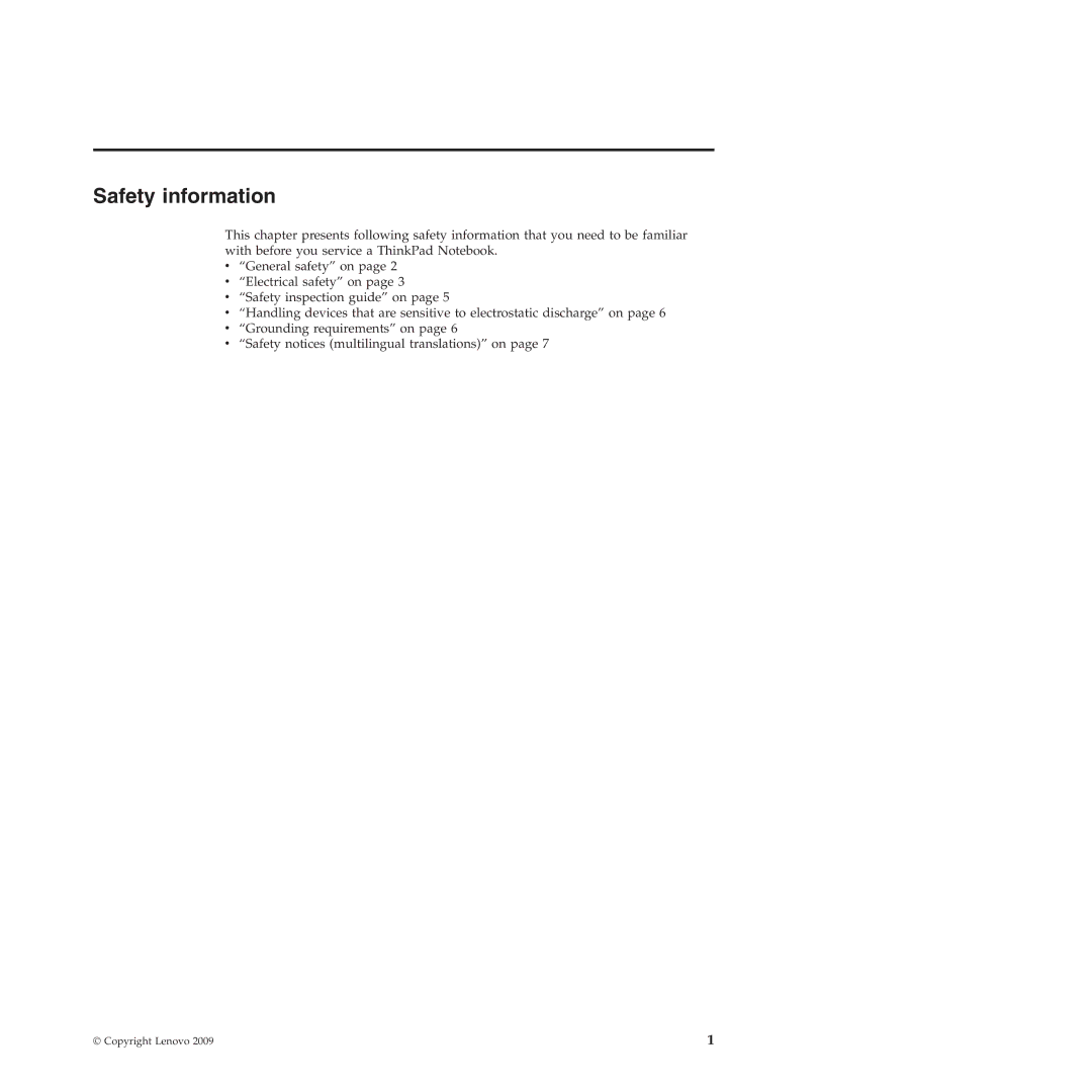 Lenovo 019726U manual Safety information 