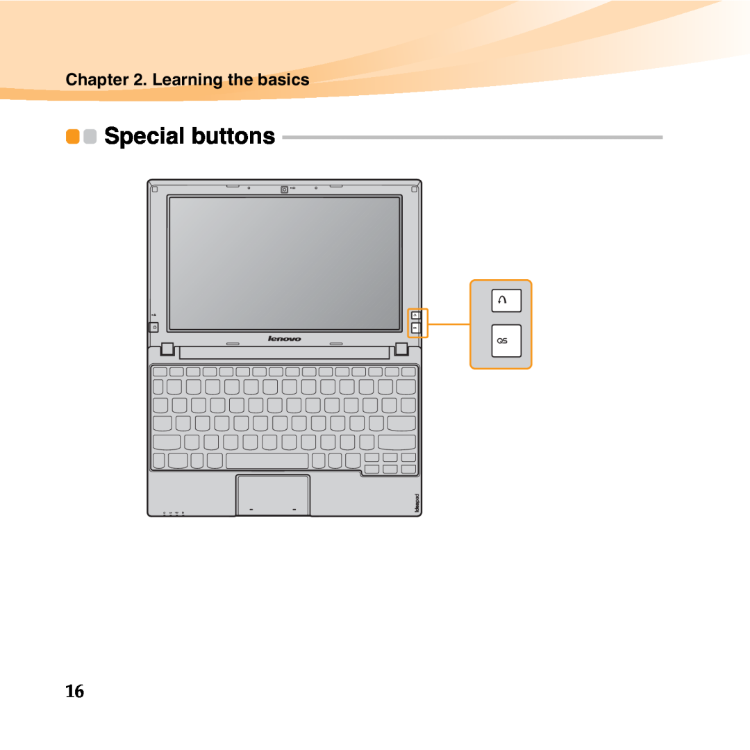Lenovo 06472BU manual Special buttons, Learning the basics 