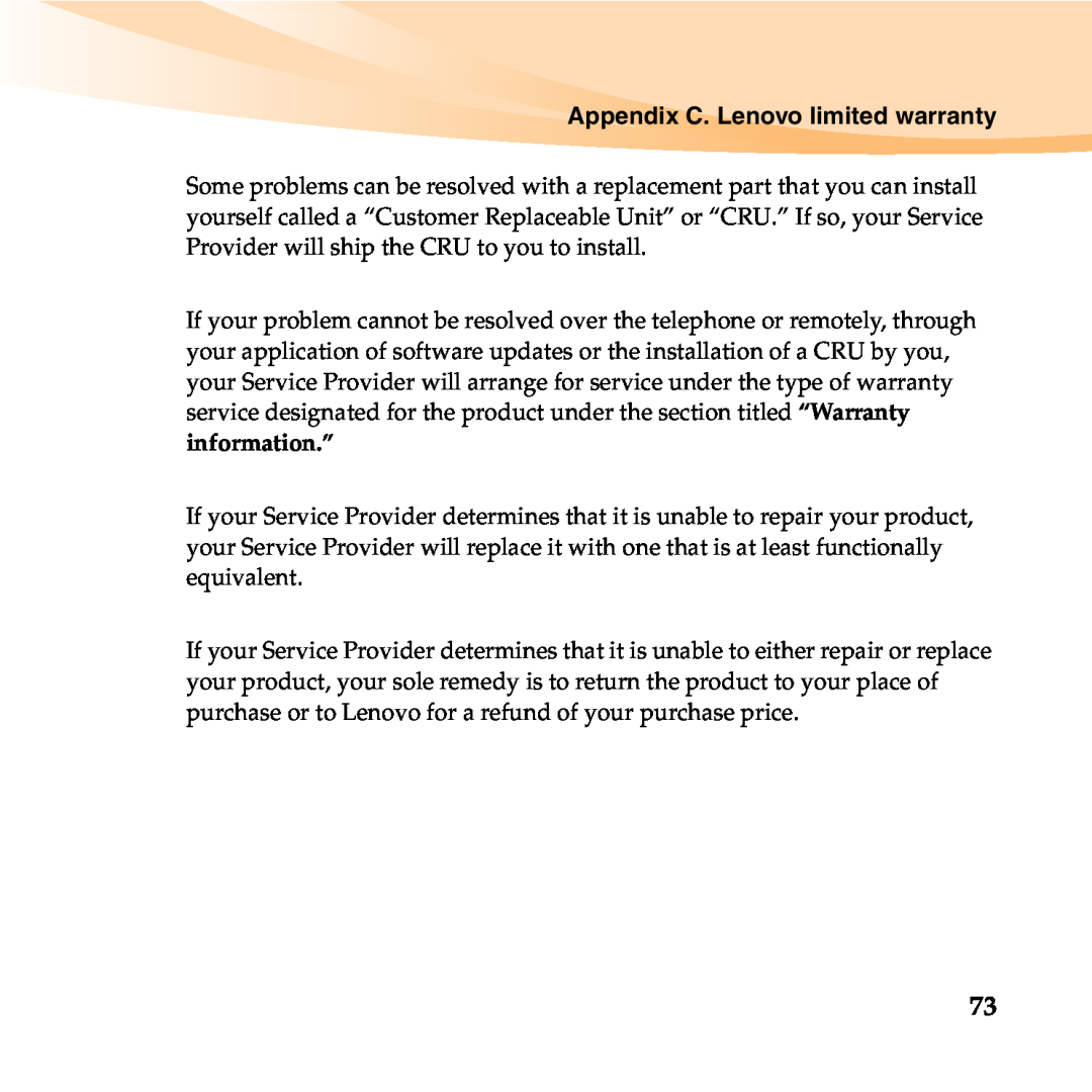 Lenovo 06472BU manual Appendix C. Lenovo limited warranty, information.” 
