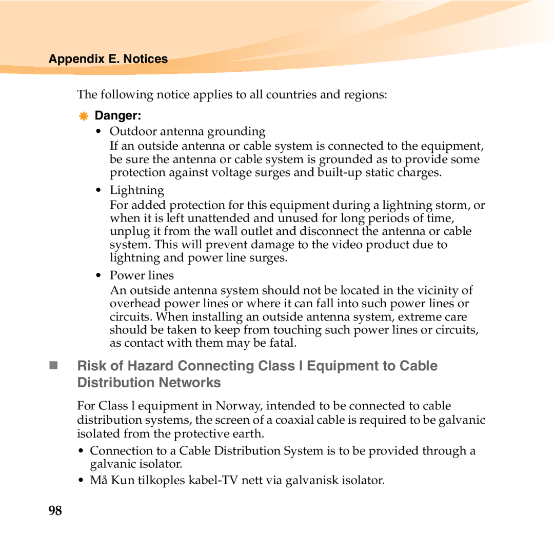 Lenovo 06472BU manual Appendix E. Notices 