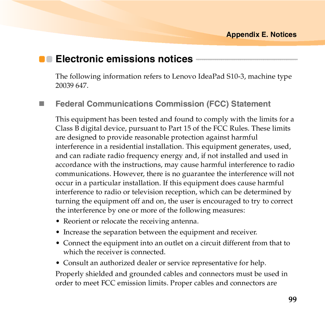 Lenovo 06472BU manual Electronic emissions notices, „ Federal Communications Commission FCC Statement 