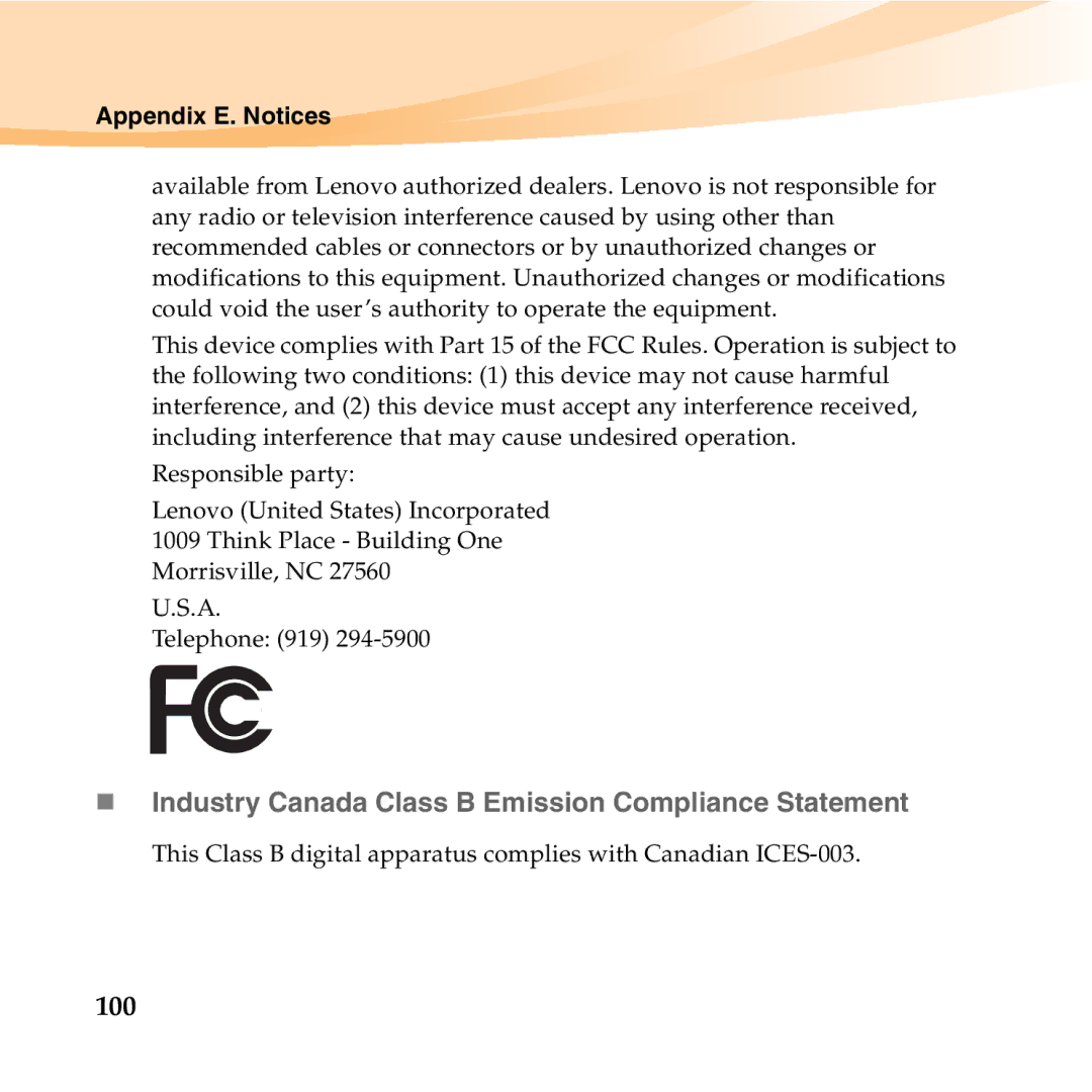 Lenovo 06472BU manual „ Industry Canada Class B Emission Compliance Statement 