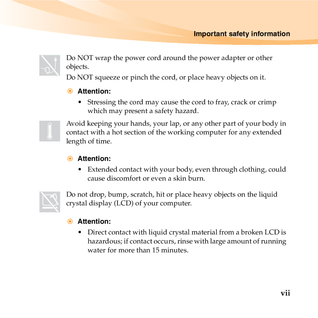 Lenovo 06472BU manual Vii, Important safety information 