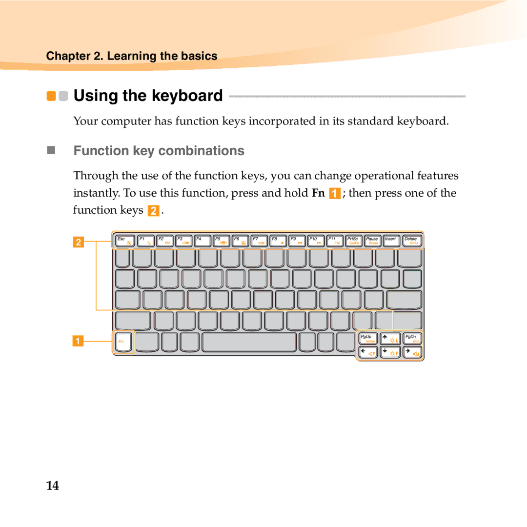 Lenovo 06472BU manual Using the keyboard, „ Function key combinations 