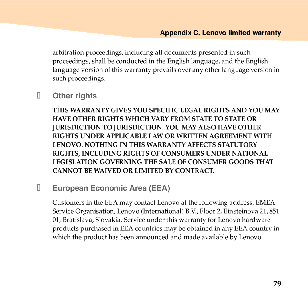 Lenovo 06472BU manual „ Other rights, „ European Economic Area EEA 