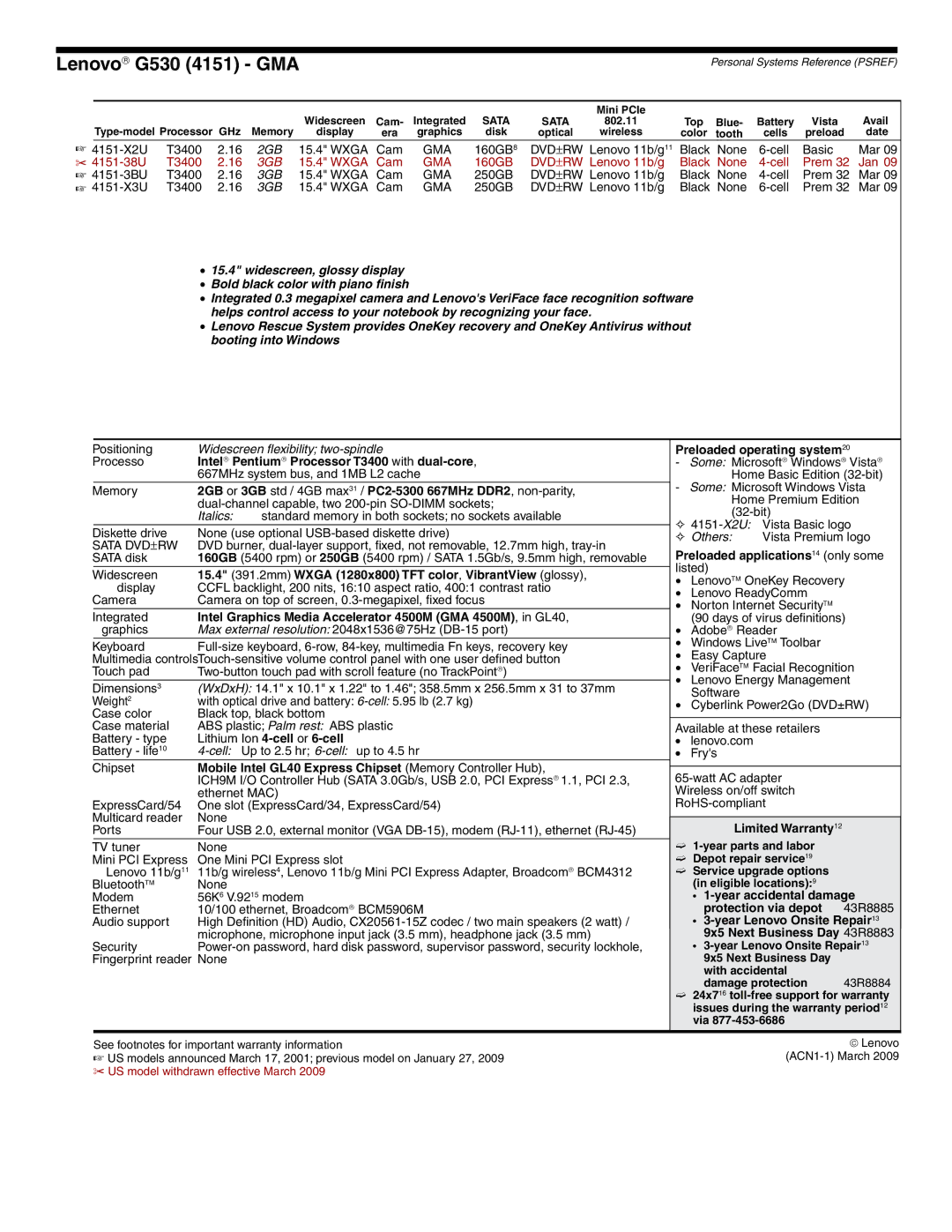 Lenovo 0769-F8U, 0769-AVU, 0769-FCU, 0769-ANU, 0769-AMU, 0769-APU, 0769-ALU, 0769-ASU dimensions G530 4151 GMA 