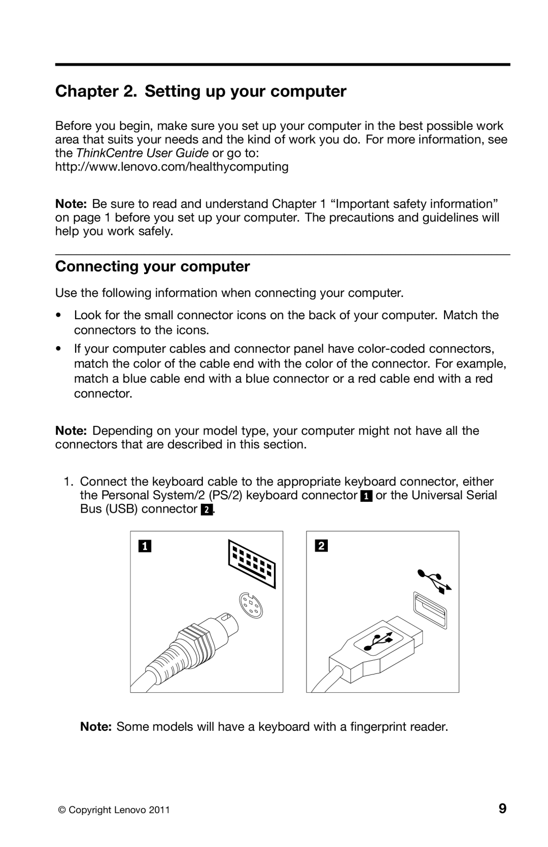 Lenovo 0B39663 warranty Setting up your computer, Connecting your computer 