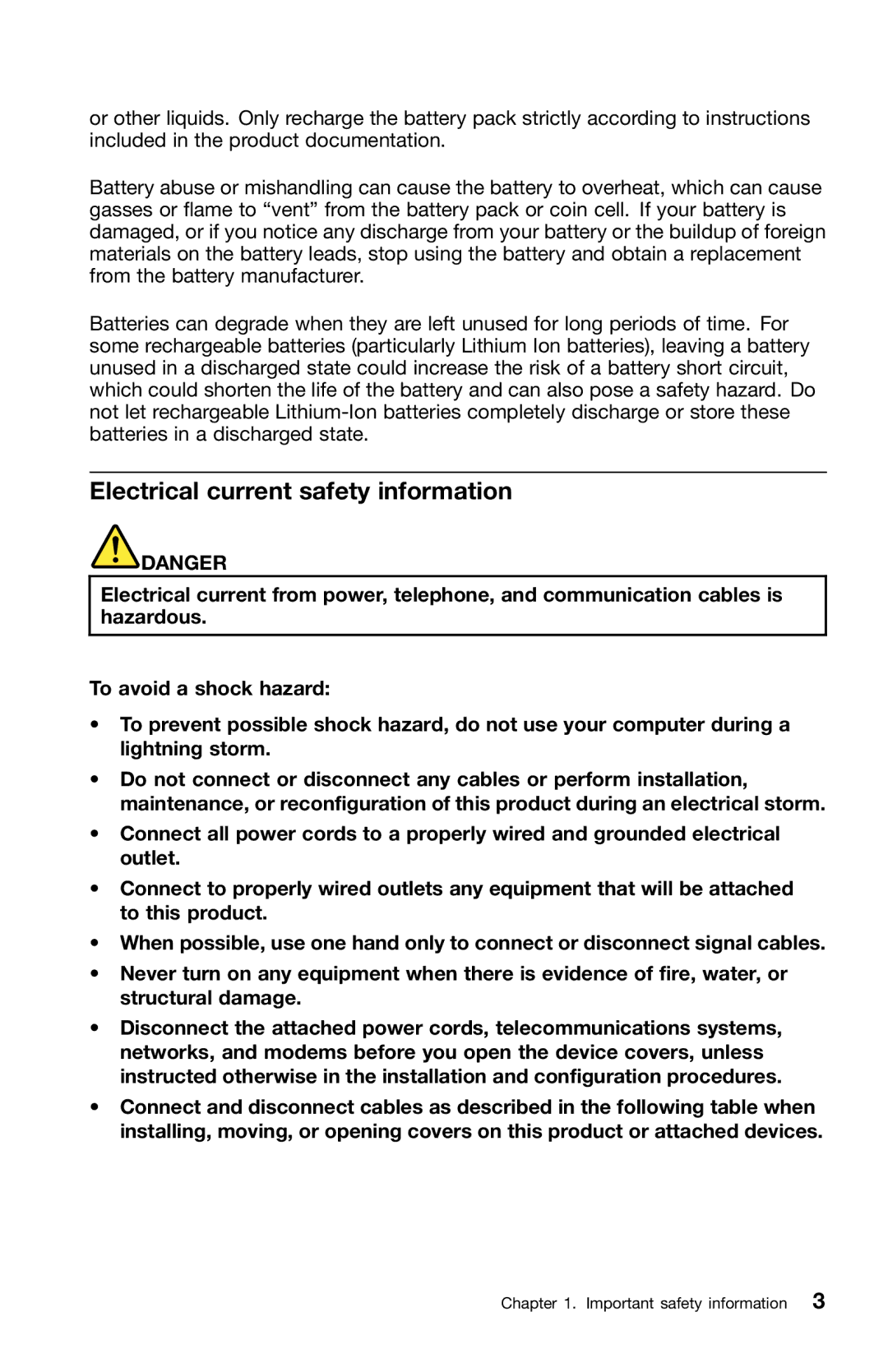 Lenovo 0B39663 warranty Electrical current safety information 