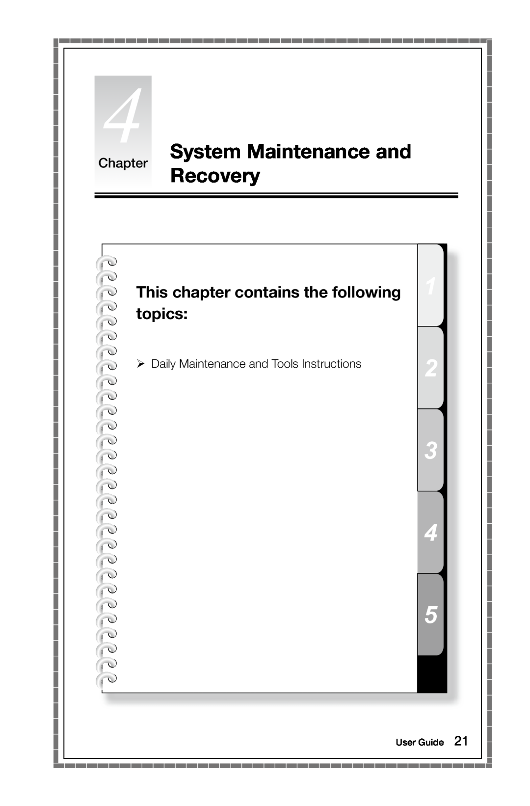 Lenovo 10041-10049 manual System Maintenance and, Recovery, This chapter contains the following topics, Chapter, User Guide 