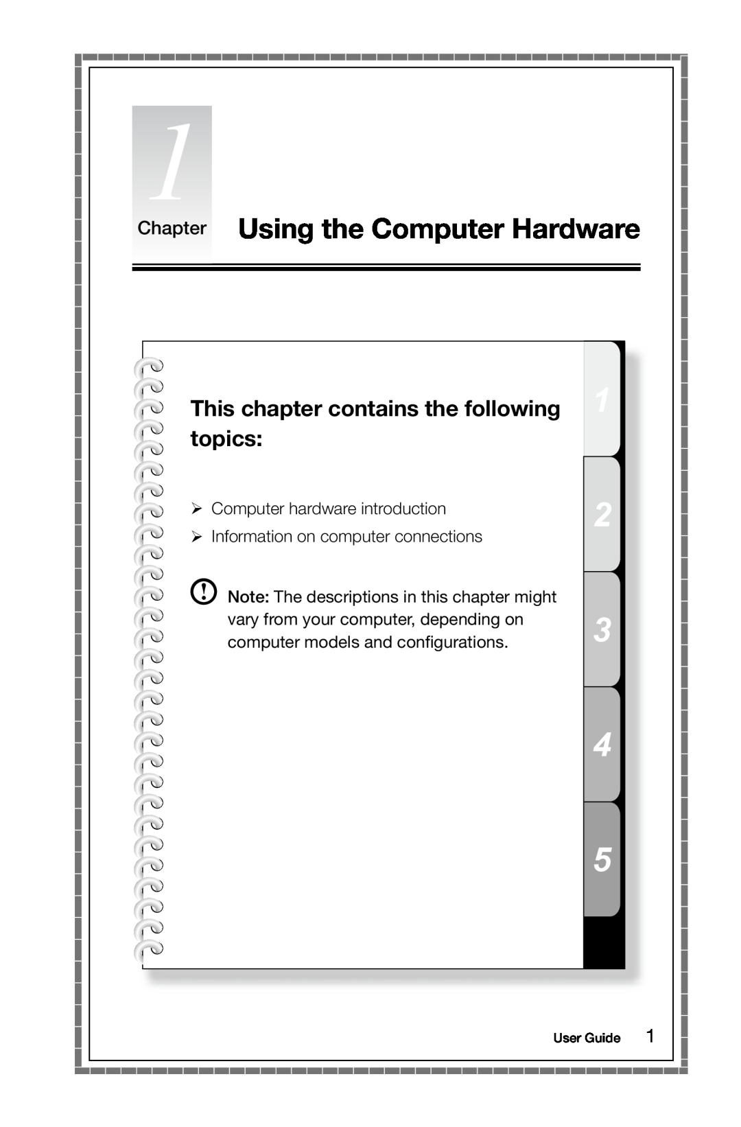 Lenovo 10041-10049 manual Chapter Using the Computer Hardware, This chapter contains the following topics, User Guide 