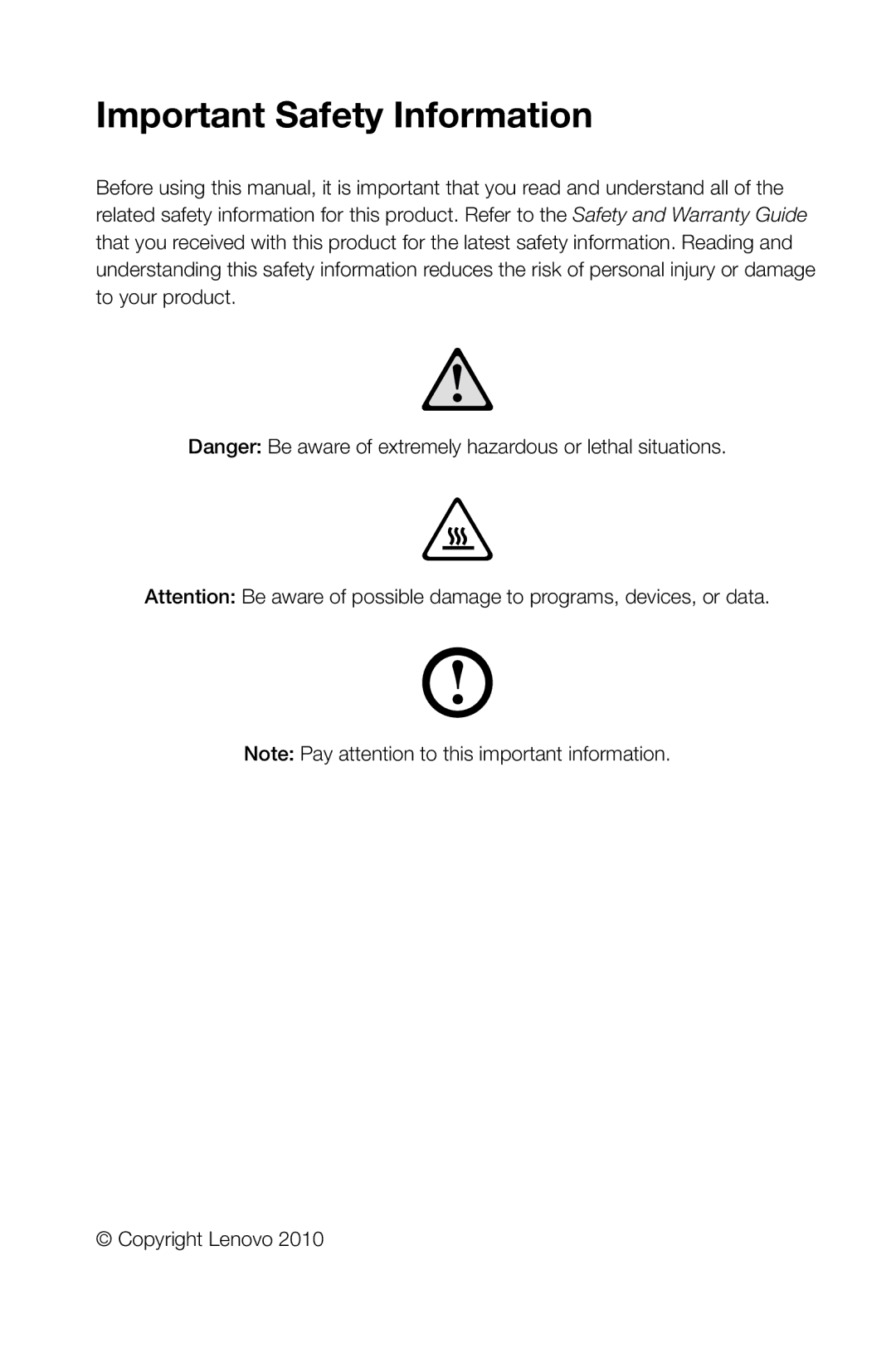 Lenovo 10041-10049 manual Important Safety Information 