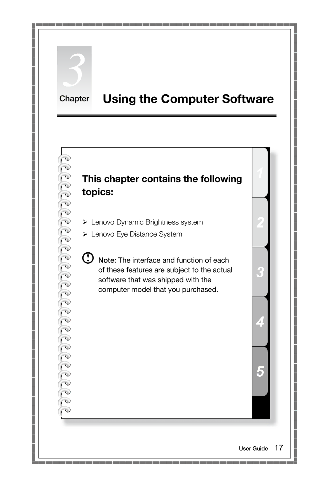 Lenovo 10041-10049 manual Chapter Using the Computer Software, This chapter contains the following topics 