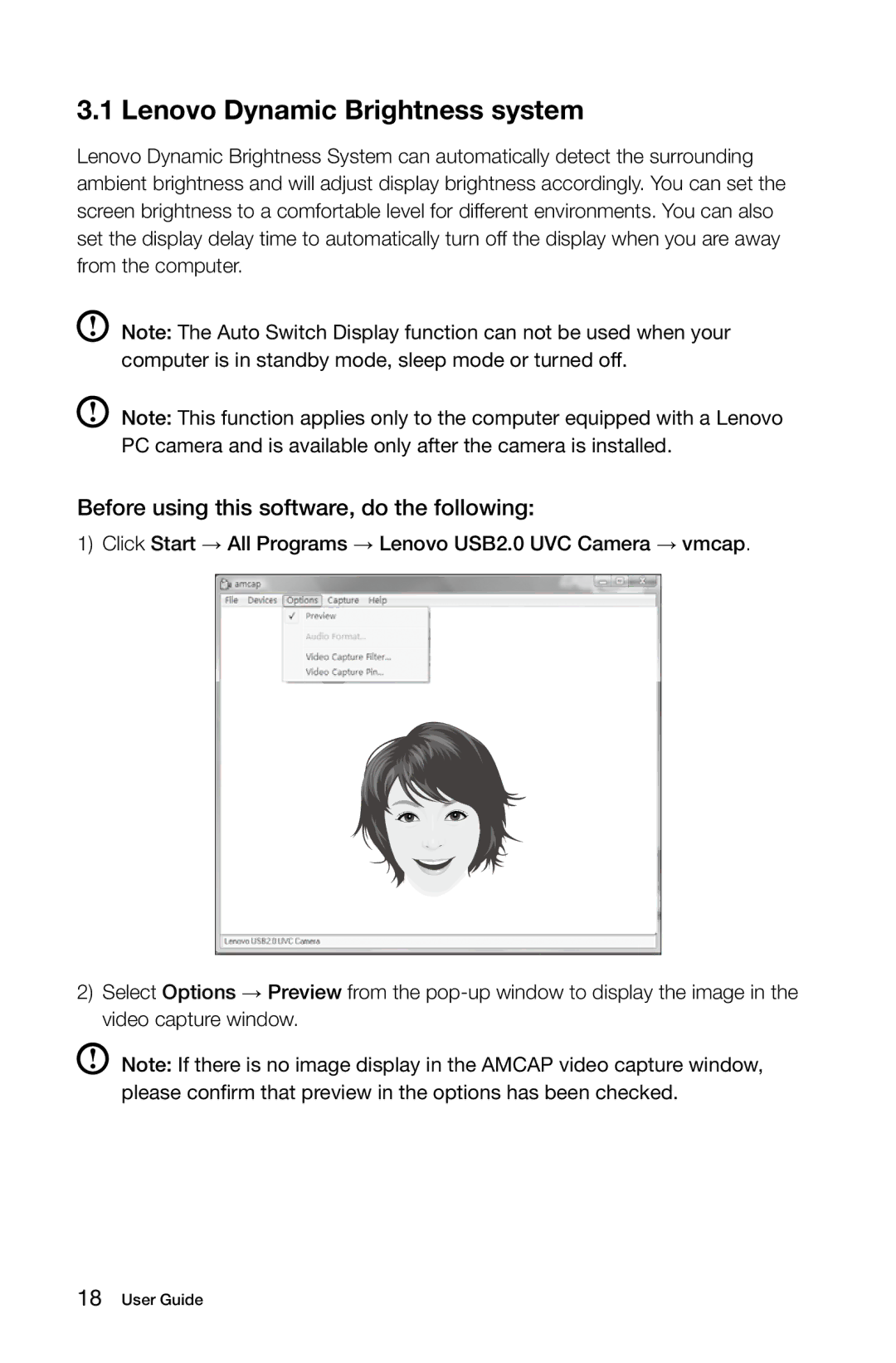 Lenovo 10041-10049 manual Lenovo Dynamic Brightness system, Before using this software, do the following 