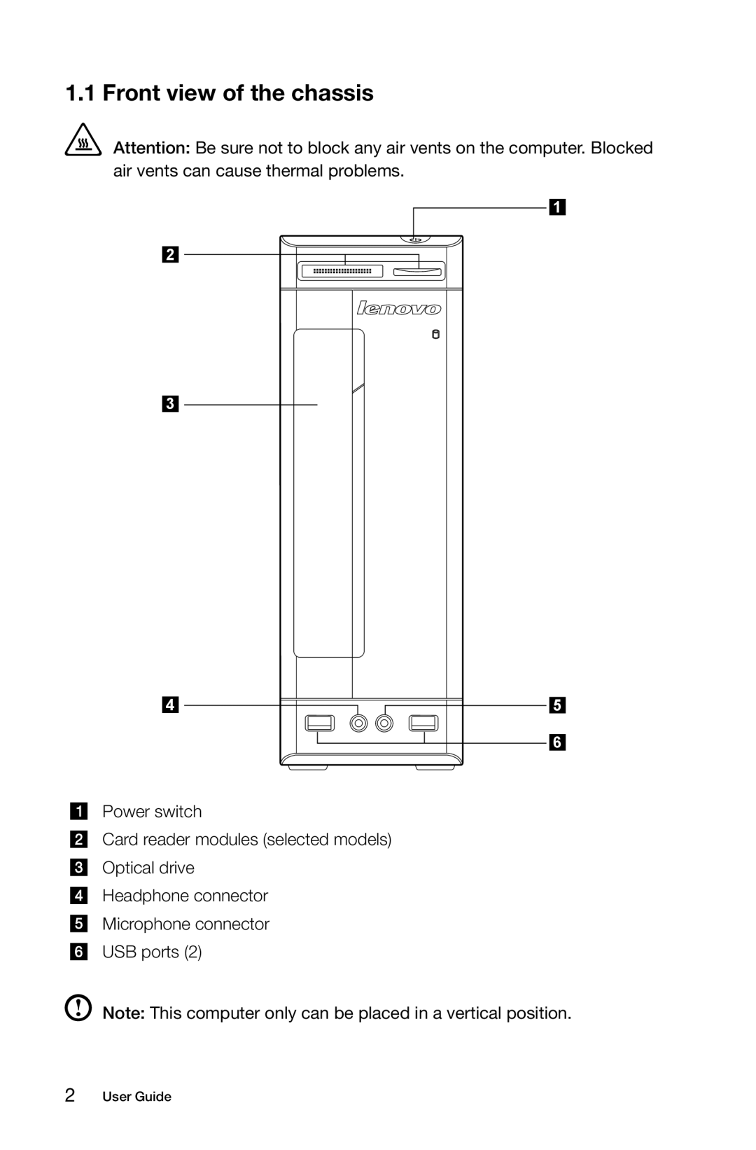 Lenovo 10041-10049 manual Front view of the chassis 