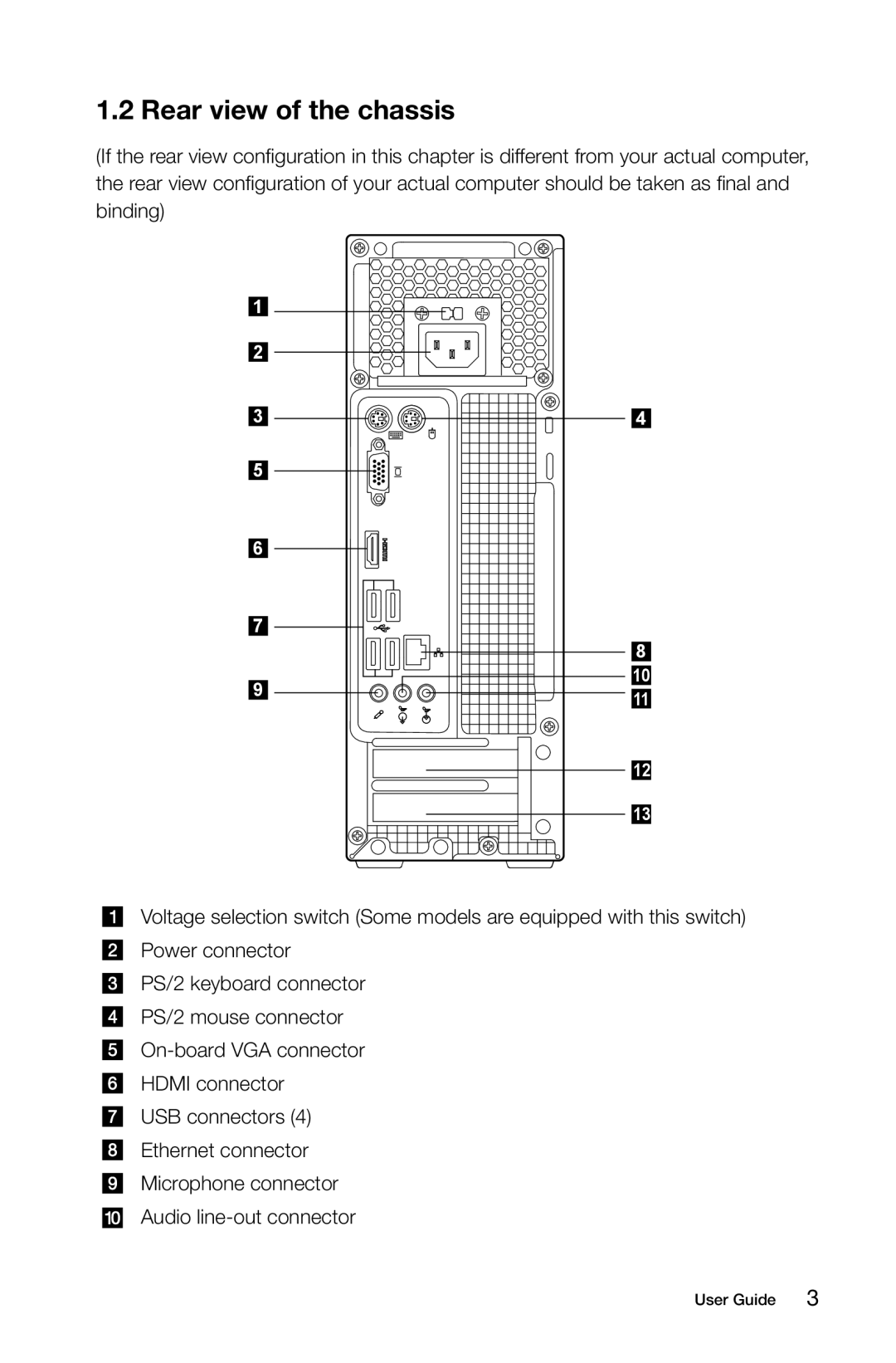 Lenovo 10041-10049 manual Rear view of the chassis 