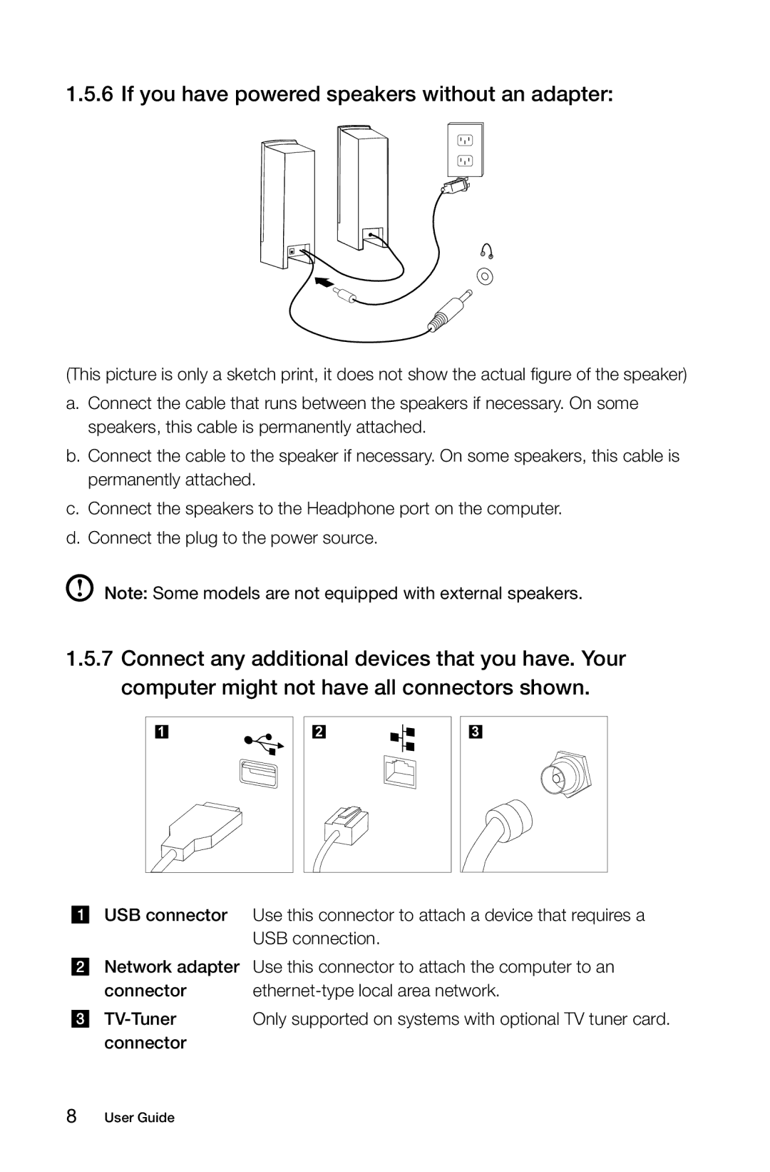 Lenovo 10057/7712 manual If you have powered speakers without an adapter 