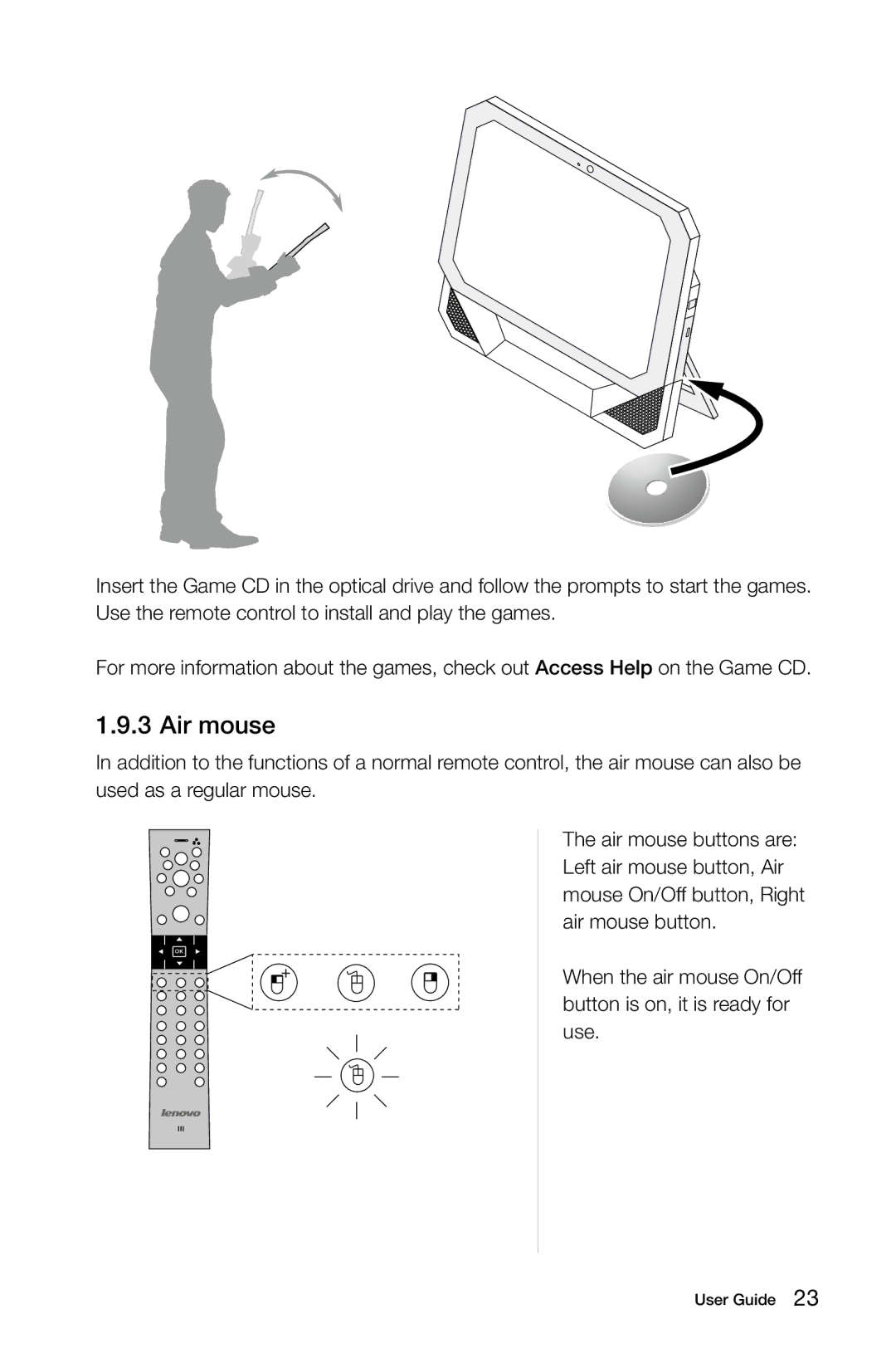 Lenovo 10057/7712 manual Air mouse 