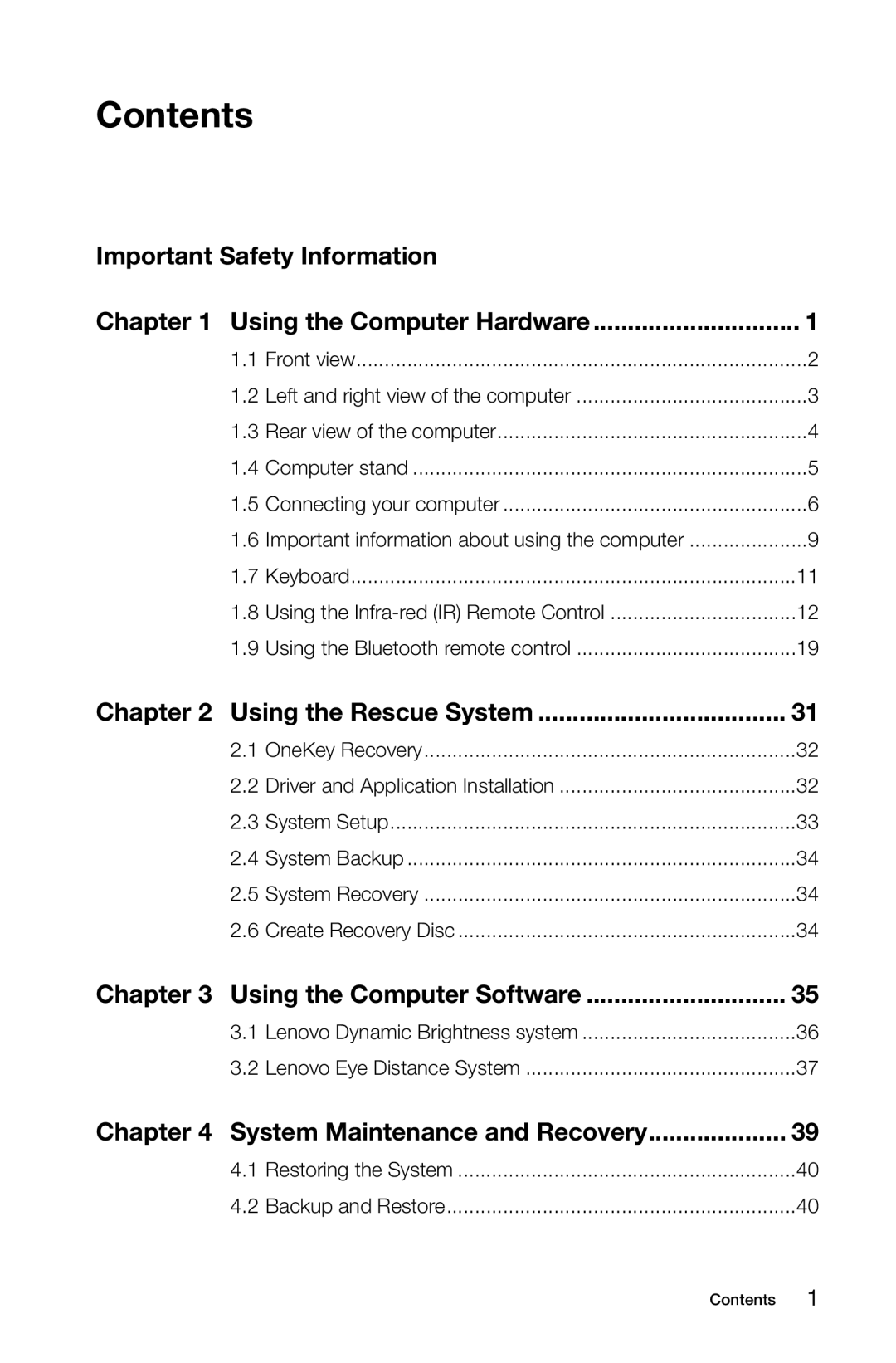 Lenovo 10057/7712 manual Contents 