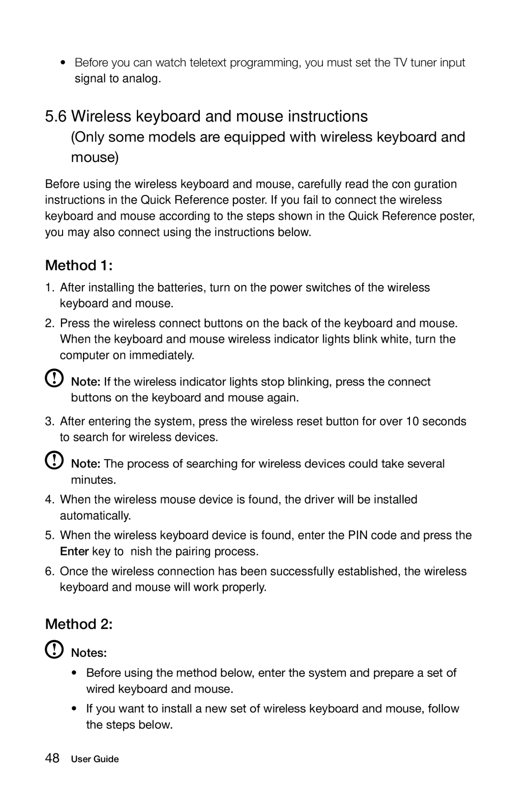 Lenovo 10057/7712 manual Wireless keyboard and mouse instructions, Method 