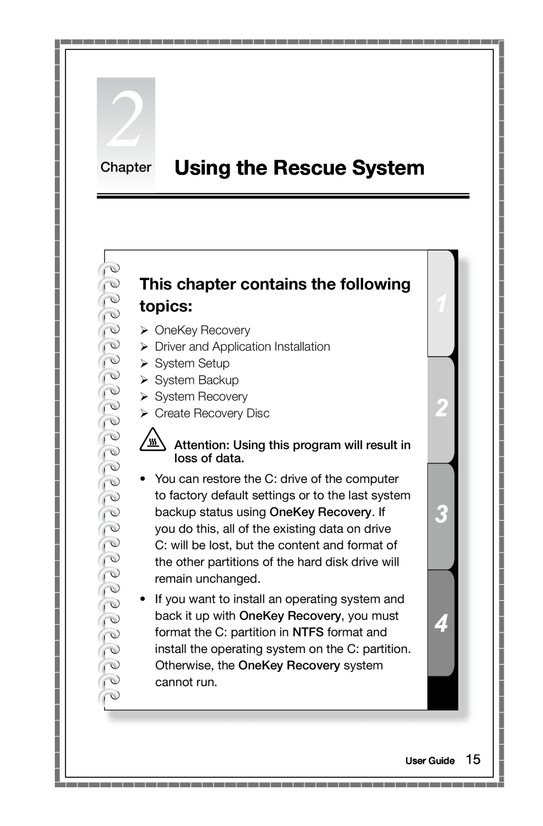 Lenovo 10068/7752, 10059/7723, 10060/7724 manual Chapter Using the Rescue System, This chapter contains the following topics 