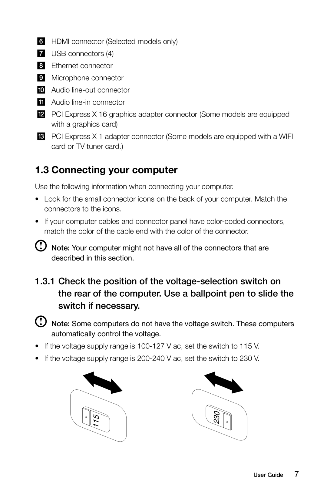 Lenovo 10068/7752, 10059/7723, 10060/7724, 10080/3099 manual Connecting your computer 