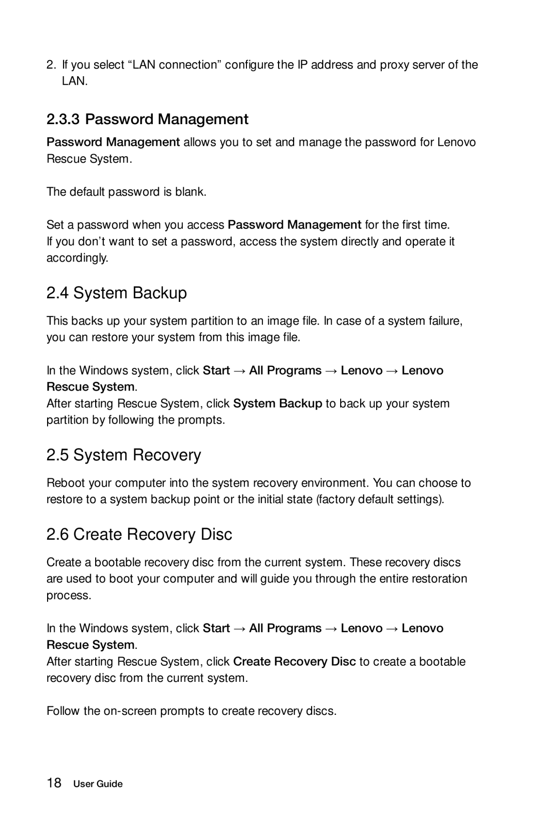 Lenovo 10080/3099, 10068/7752, 10059/7723, 10060/7724 manual System Backup, System Recovery, Create Recovery Disc 