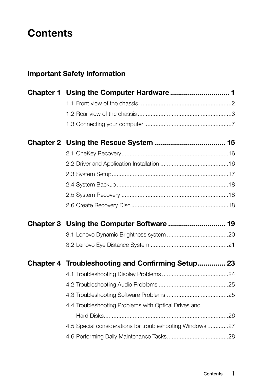 Lenovo 10068/7752, 10059/7723, 10060/7724, 10080/3099 manual Contents 