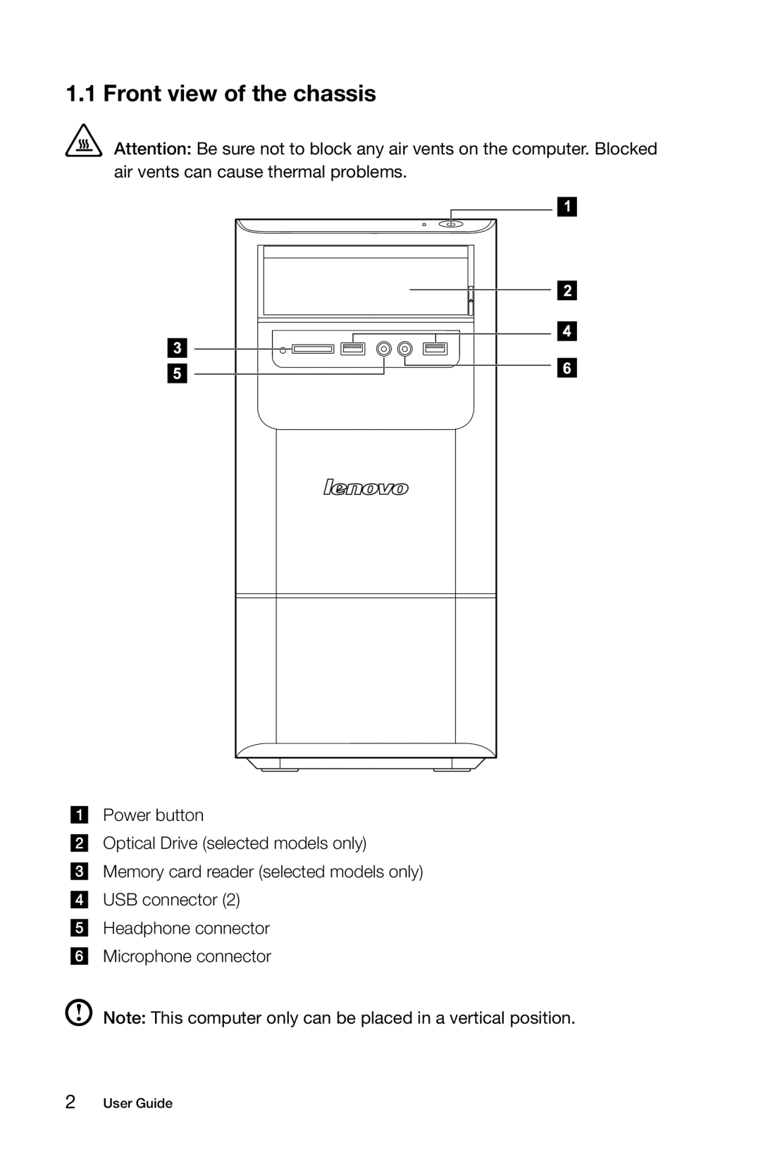 Lenovo 10080/3099, 10068/7752, 10059/7723, 10060/7724 manual Front view of the chassis 