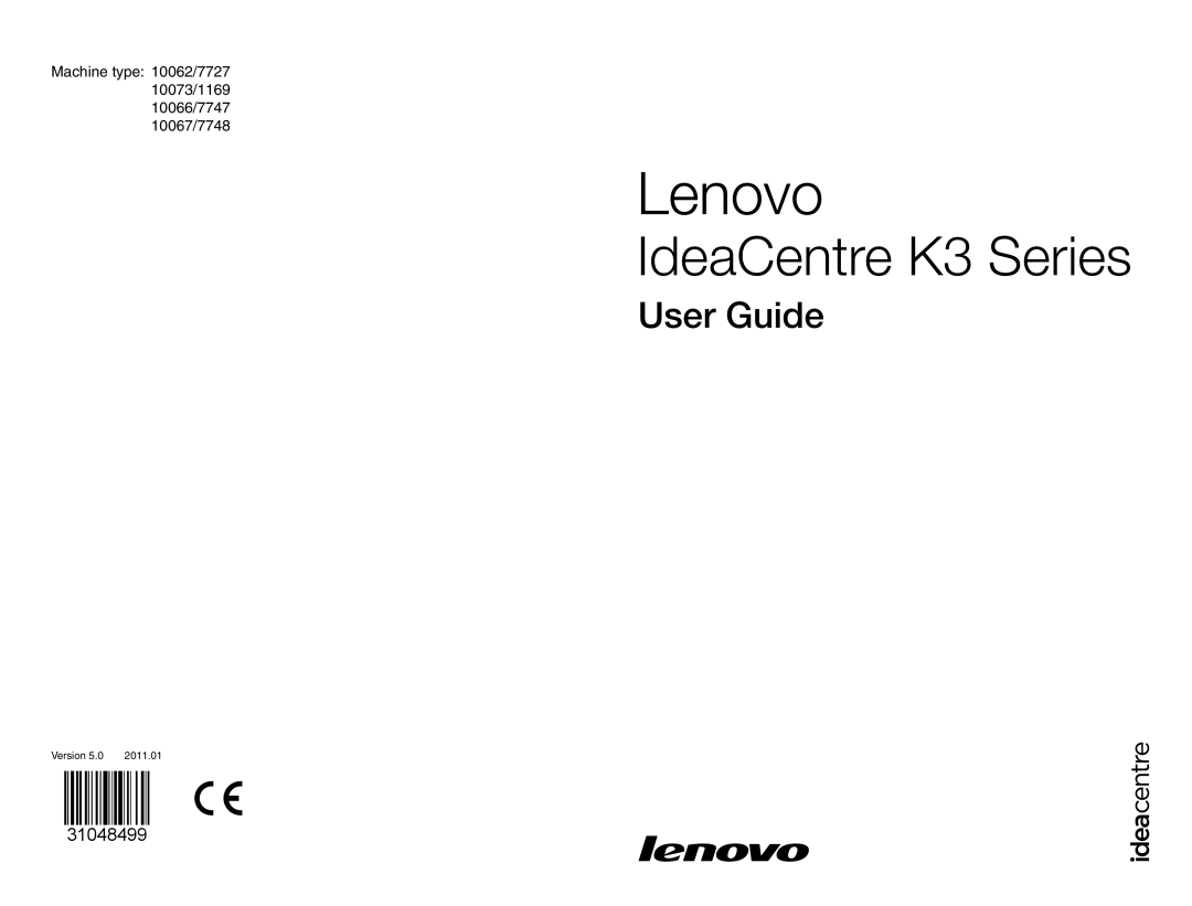 Lenovo 10067/7748, 10073/1169, 10066/7747, 10062/7727 manual IdeaCentre K3 Series 