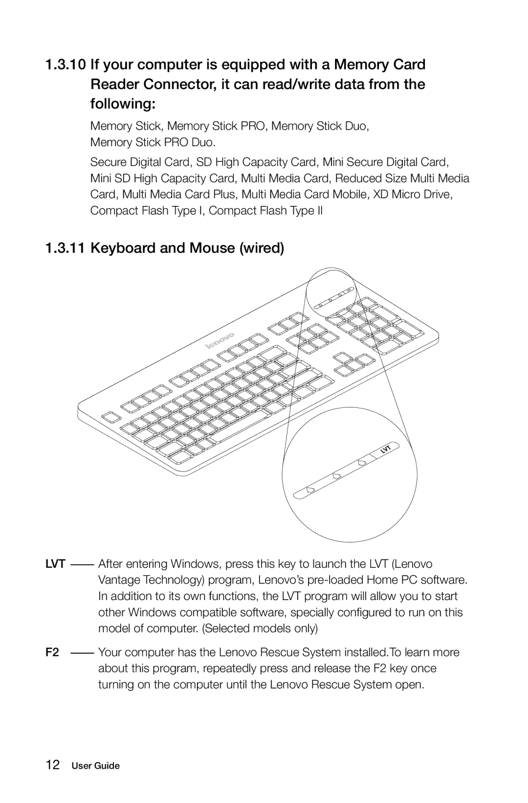 Lenovo 10067/7748, 10073/1169, 10066/7747, 10062/7727 manual Keyboard and Mouse wired 