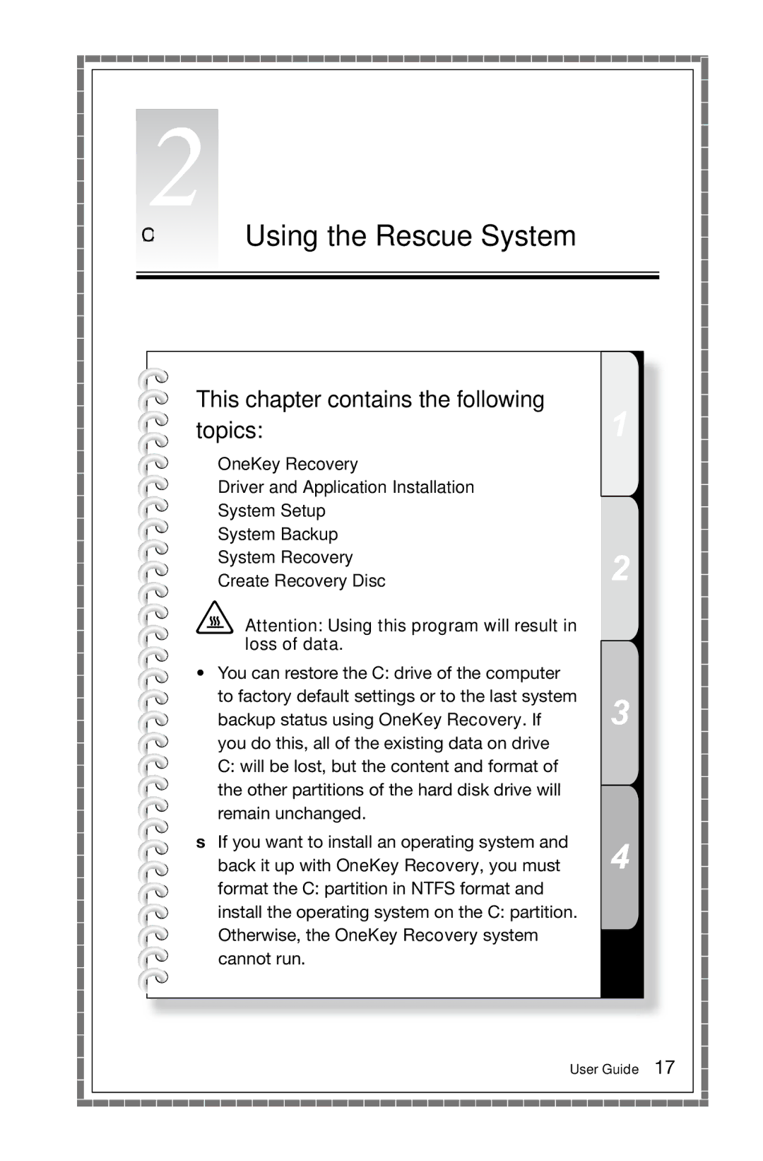 Lenovo 10066/7747, 10073/1169, 10067/7748, 10062/7727 manual Chapter Using the Rescue System 