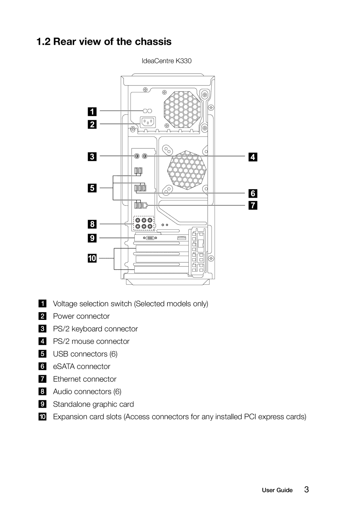 Lenovo 10073/1169, 10067/7748, 10066/7747, 10062/7727 manual Rear view of the chassis 