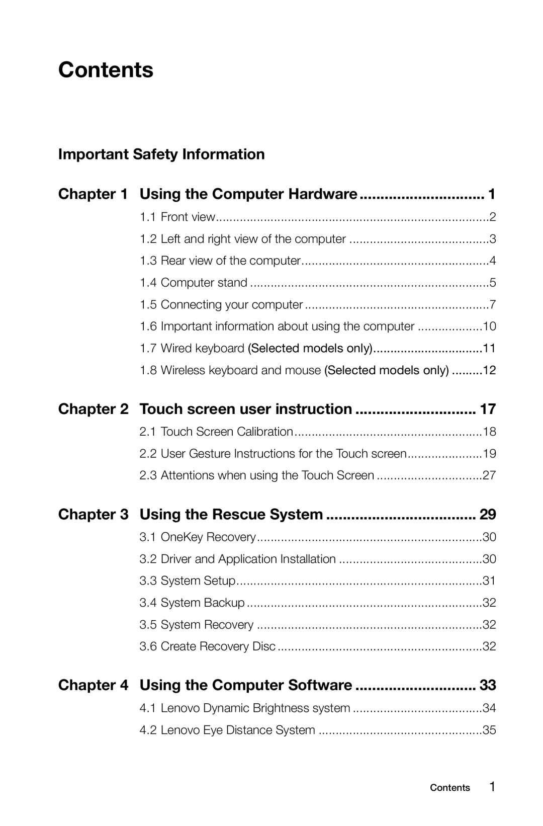 Lenovo 10074/3076, 10069/7760 manual Contents 