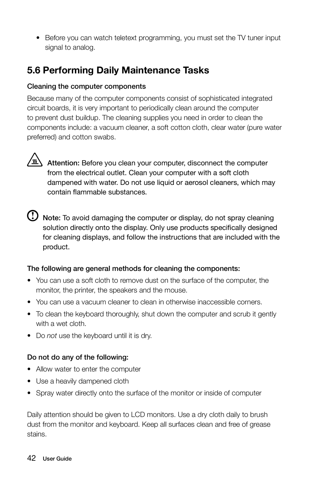 Lenovo 10069/7760, 10074/3076 manual Performing Daily Maintenance Tasks, Cleaning the computer components 