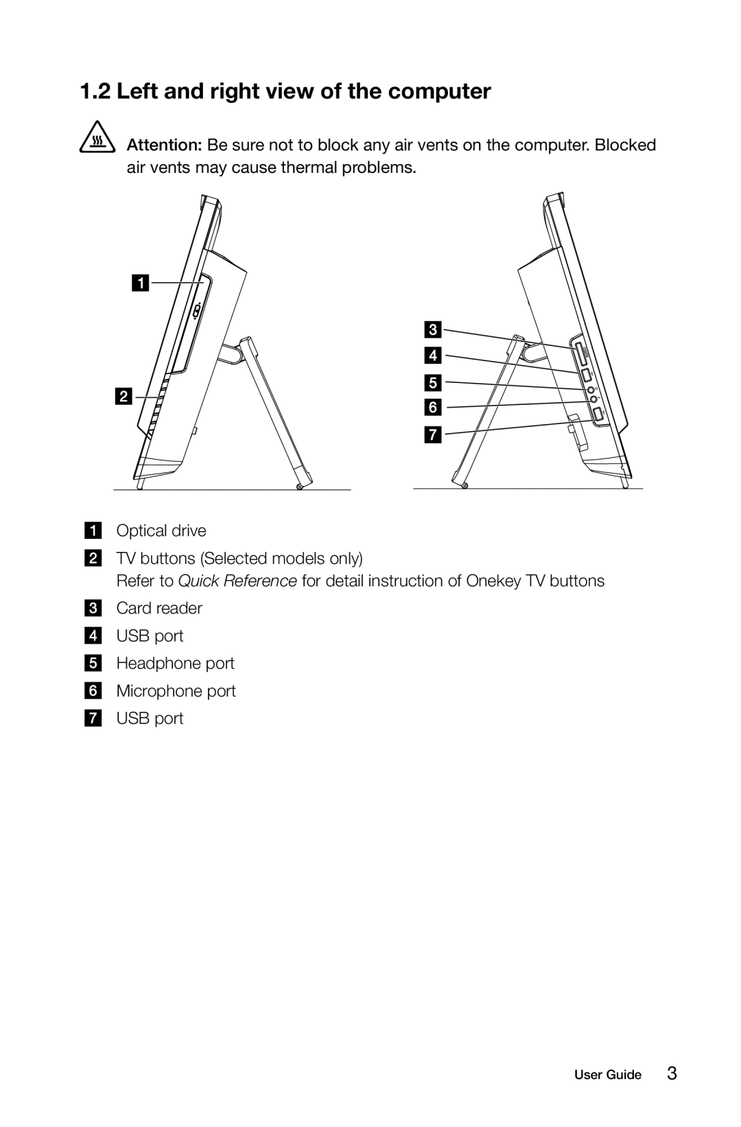 Lenovo 10074/3076, 10069/7760 manual Left and right view of the computer 