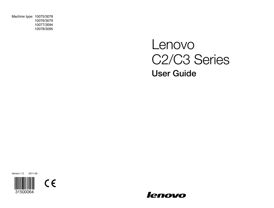 Lenovo 10077/3094, 10076/3079, 10075/3078, 10078/3095 manual Lenovo C2/C3 Series 