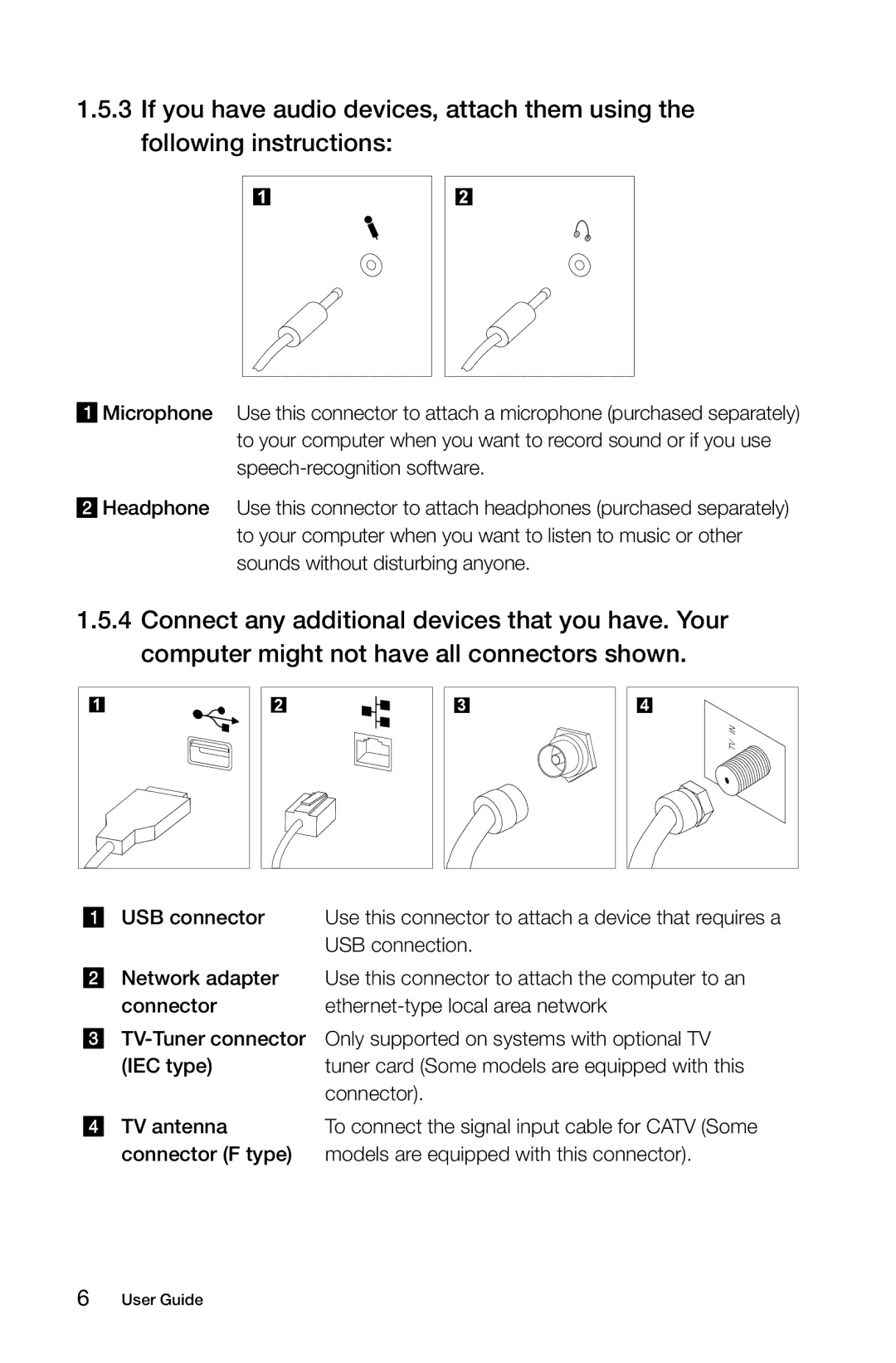 Lenovo 10078/3095, 10076/3079 manual USB connector, USB connection, Connector F type Models are equipped with this connector 