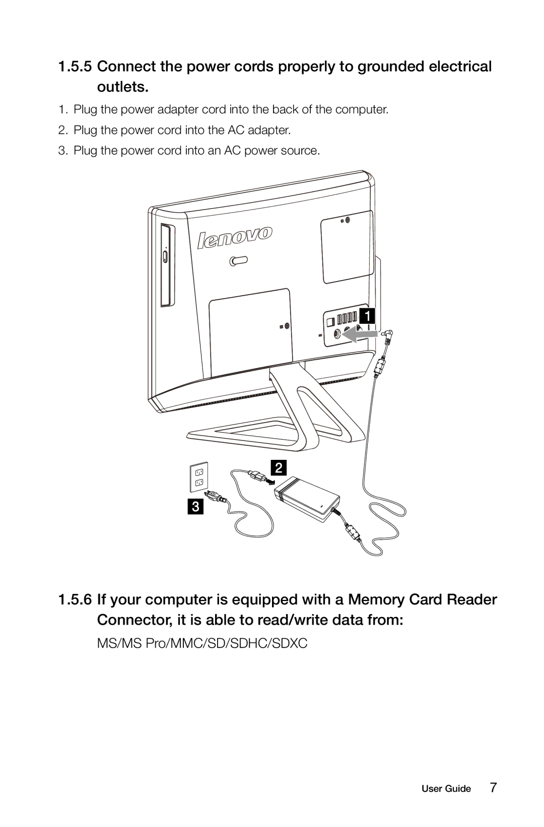 Lenovo 10076/3079, 10077/3094, 10075/3078, 10078/3095 manual MS/MS Pro/MMC/SD/SDHC/SDXC 