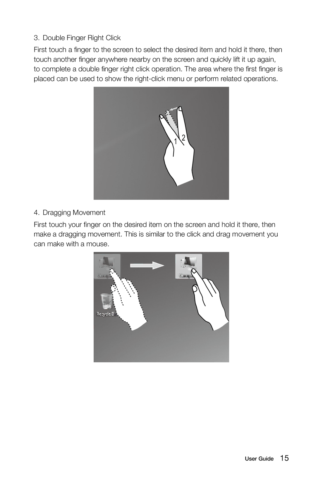 Lenovo 10076/3079, 10077/3094, 10075/3078, 10078/3095 manual Double Finger Right Click 